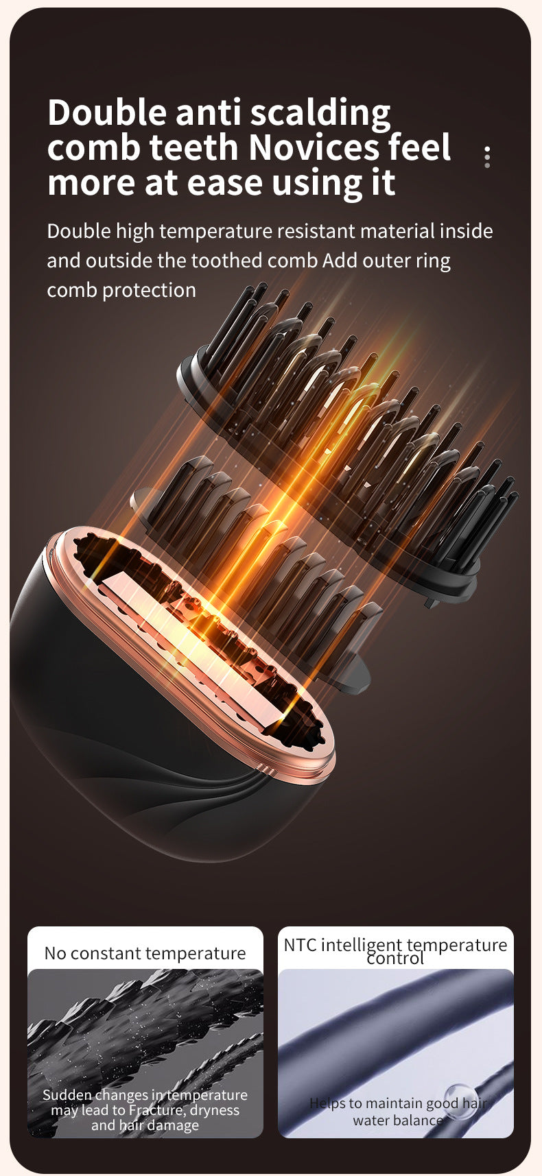 Portable Anti-Frizz Heating Brush